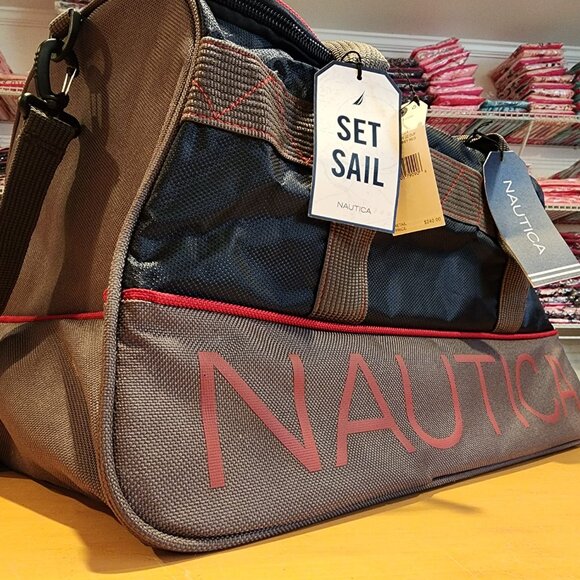 Nautica Dockside 22" Duffle Bag🔥New Large Bag w/ Shoulder Strap Dark Grey/Navy - Picture 3 of 9